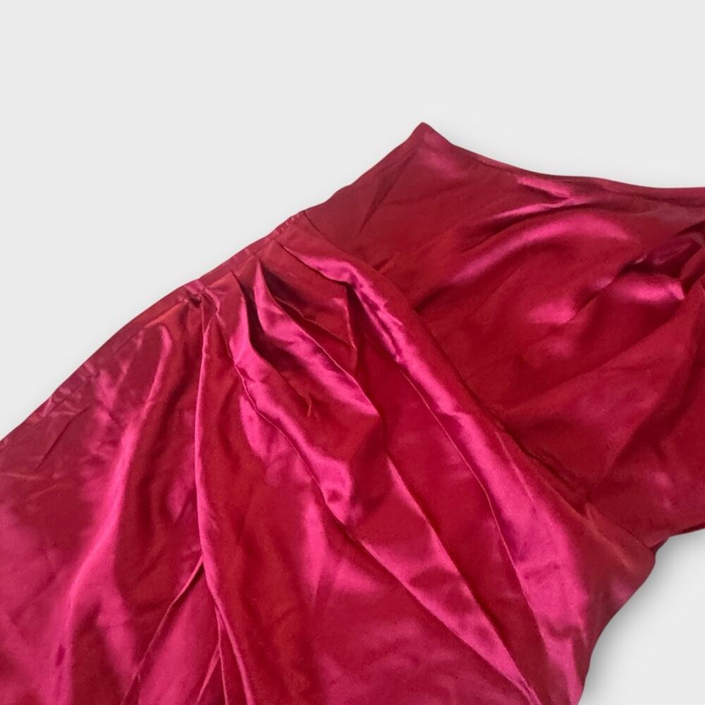 NEW Cupshe red satin faux wrap one shoulder midi dress - Picture 5 of 11